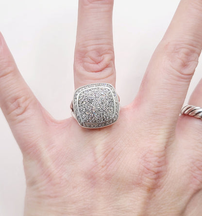David Yurman Albion Pavé Diamond Ring Sterling Silver 0.99 TCW 14mm Size 7.5