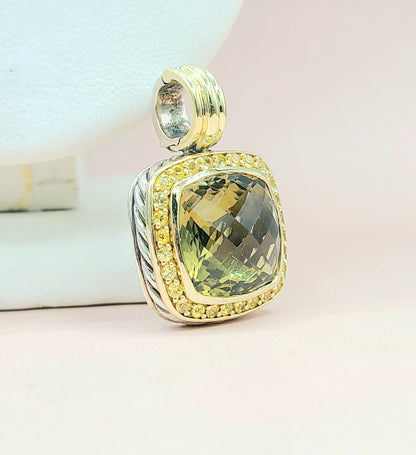  David Yurman Albion Pendant Enhancer Olive Citrine, Yellow Sapphire & Gold