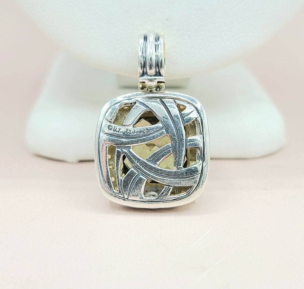  David Yurman Albion Pendant Enhancer Olive Citrine, Yellow Sapphire & Gold