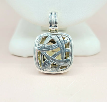  David Yurman Albion Pendant Enhancer Olive Citrine, Yellow Sapphire & Gold