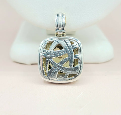  David Yurman Albion Pendant Enhancer Olive Citrine, Yellow Sapphire & Gold