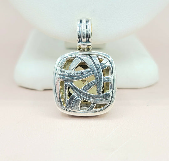  David Yurman Albion Pendant Enhancer Olive Citrine, Yellow Sapphire & Gold