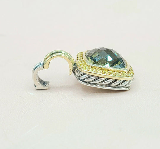  David Yurman Albion Pendant Enhancer Olive Citrine, Yellow Sapphire & Gold