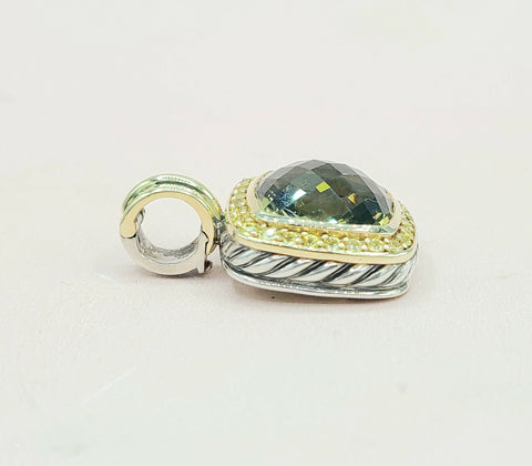  David Yurman Albion Pendant Enhancer Olive Citrine, Yellow Sapphire & Gold
