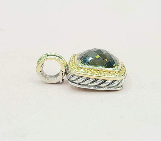  David Yurman Albion Pendant Enhancer Olive Citrine, Yellow Sapphire & Gold