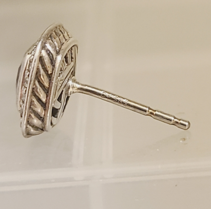 side view David Yurman Albion Petite Amethyst Diamond Stud Earrings Sterling Silver 0.17 TCW 10mm