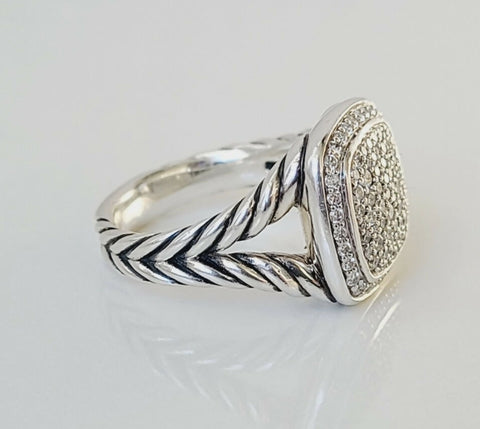 side view David Yurman Albion Ring Sterling Silver with Pavé Diamonds, 11mm