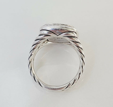 side view David Yurman Albion Ring Sterling Silver with Pavé Diamonds, 11mm