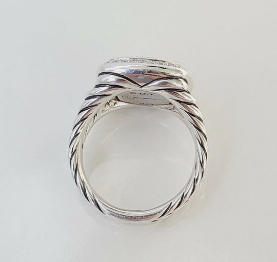 side view David Yurman Albion Ring Sterling Silver with Pavé Diamonds, 11mm