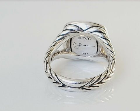 hallmark of David Yurman Albion Ring Sterling Silver with Pavé Diamonds, 11mm