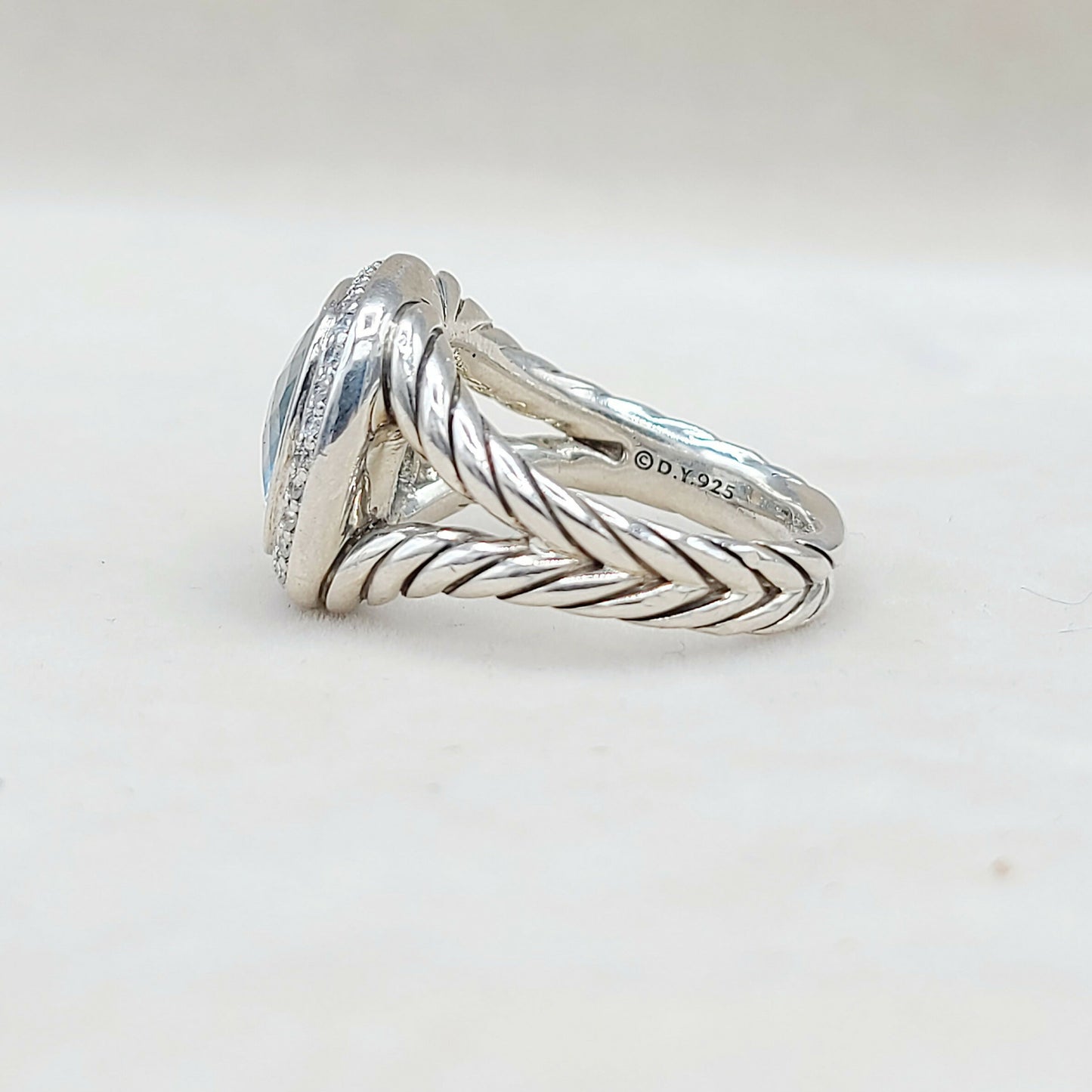 David Yurman Albion Ring With Blue Topaz And Diamonds