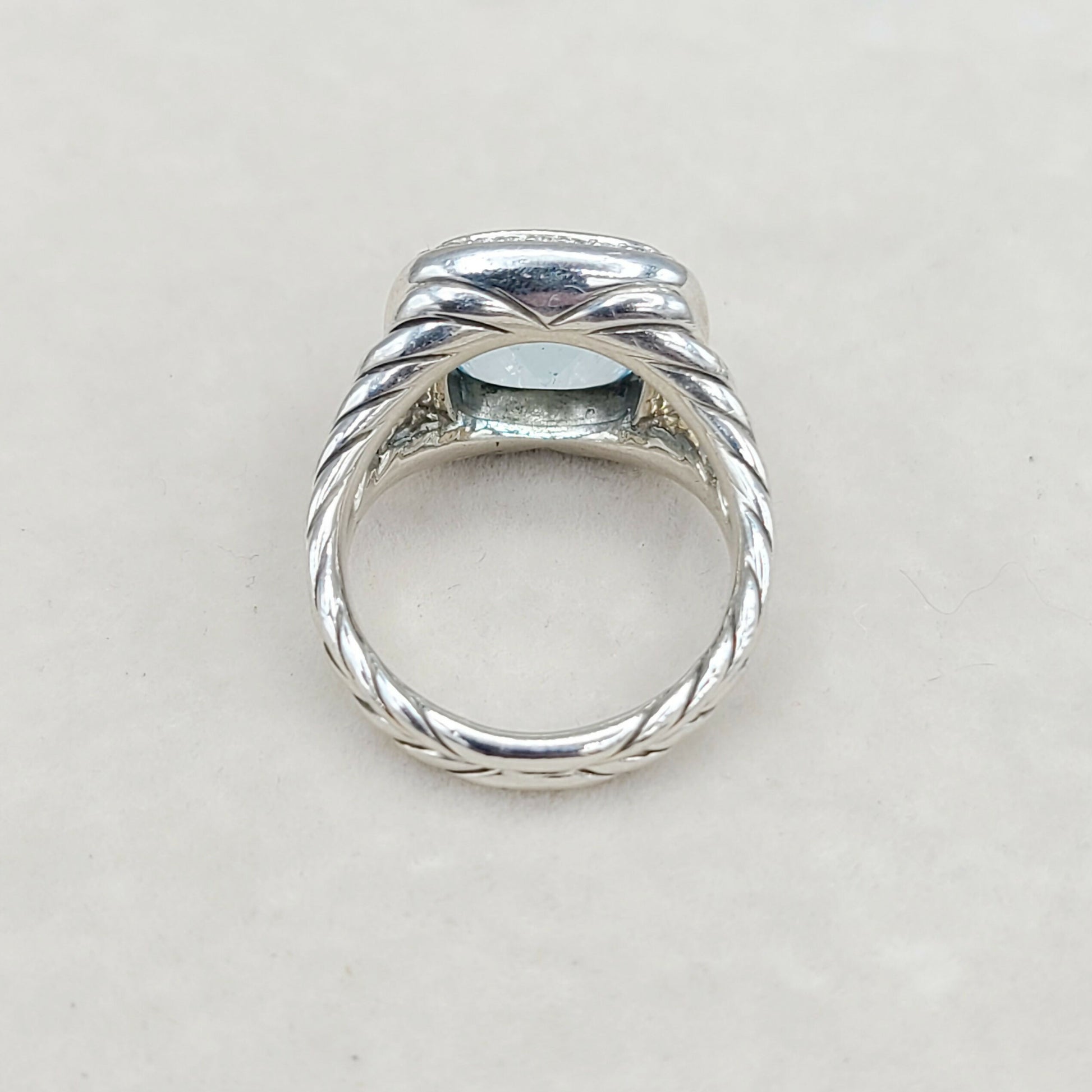 David Yurman Albion Ring With Blue Topaz And Diamonds