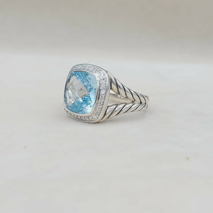 David Yurman Albion Ring With Blue Topaz And Diamonds