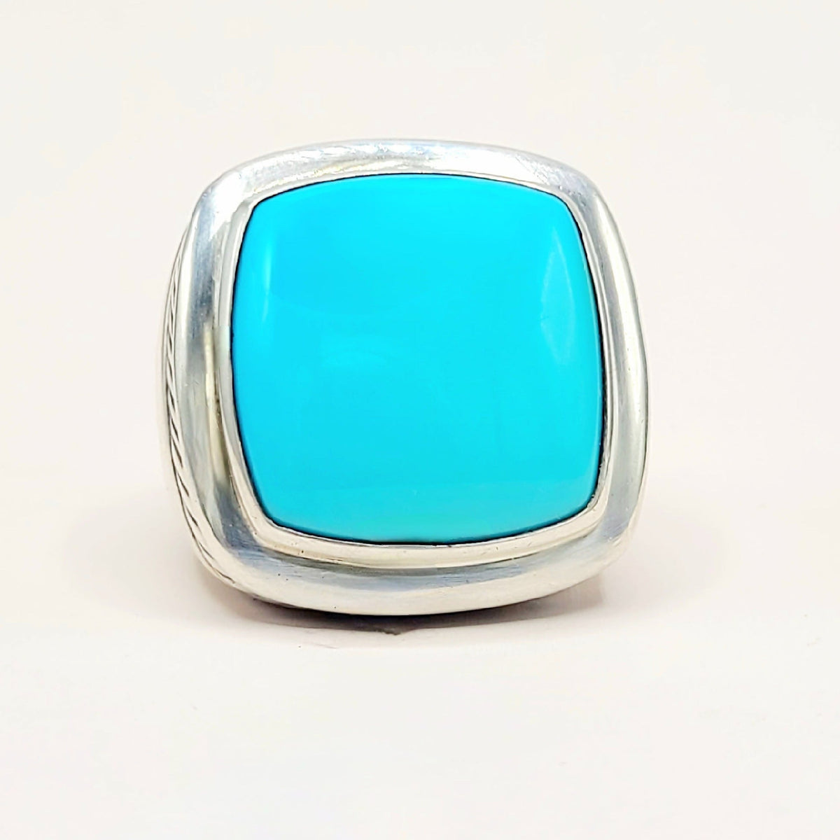 David Yurman Albion Turquoise Ring Sterling Silver 20mm Size 7