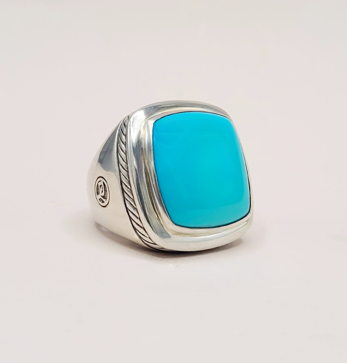David Yurman Albion Turquoise Ring Sterling Silver 20mm Size 7