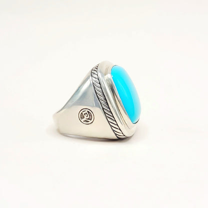 David Yurman Albion Turquoise Ring Sterling Silver 20mm Size 7