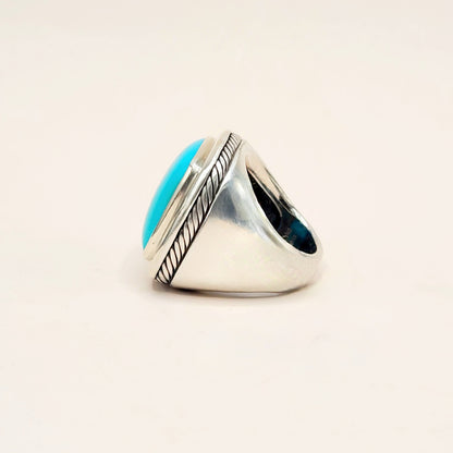 David Yurman Albion Turquoise Ring Sterling Silver 20mm Size 7
