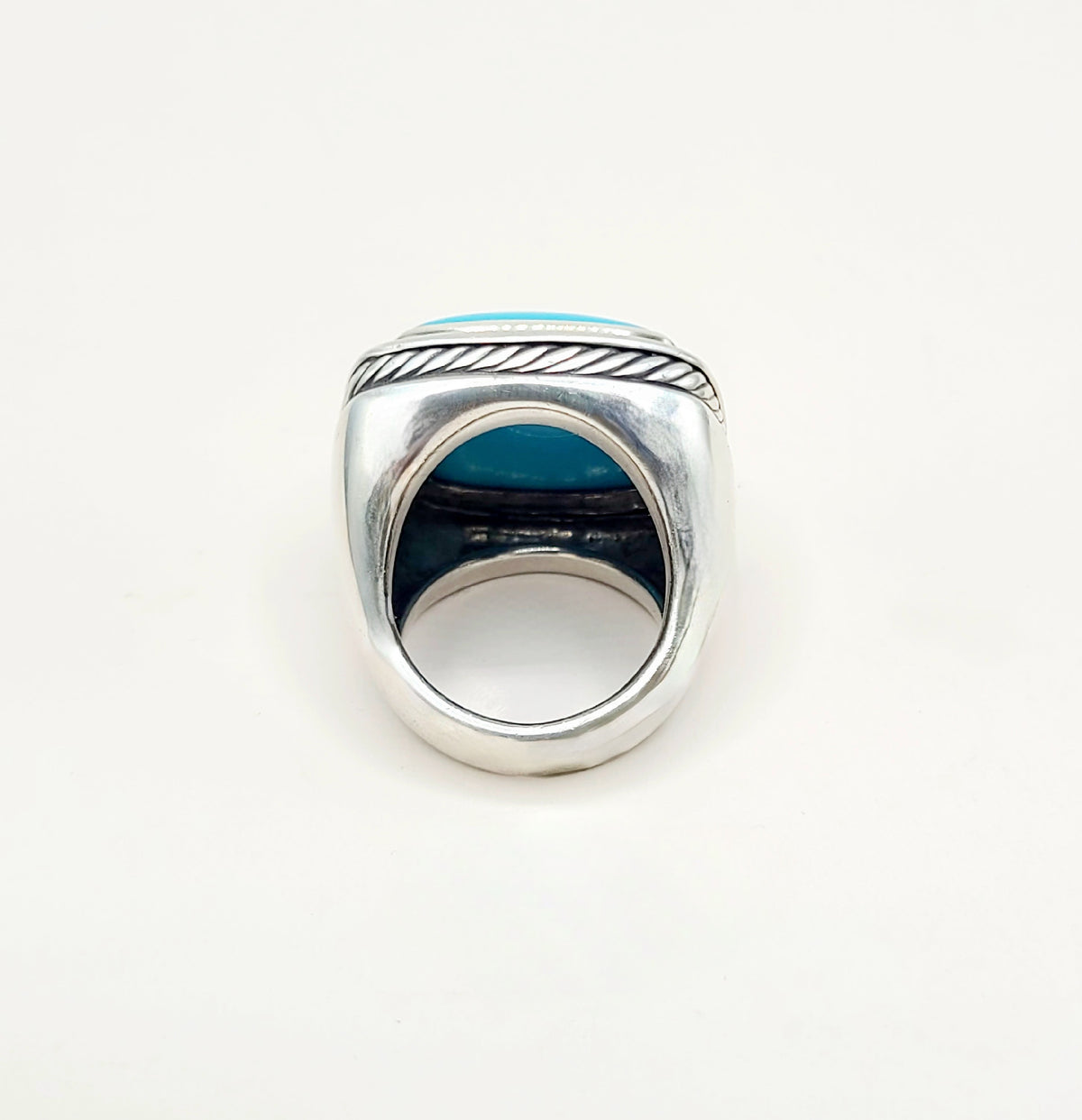 David Yurman Albion Turquoise Ring Sterling Silver 20mm Size 7