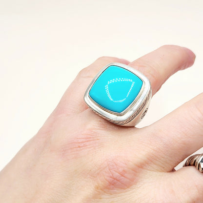 David Yurman Albion Turquoise Ring Sterling Silver 20mm Size 7