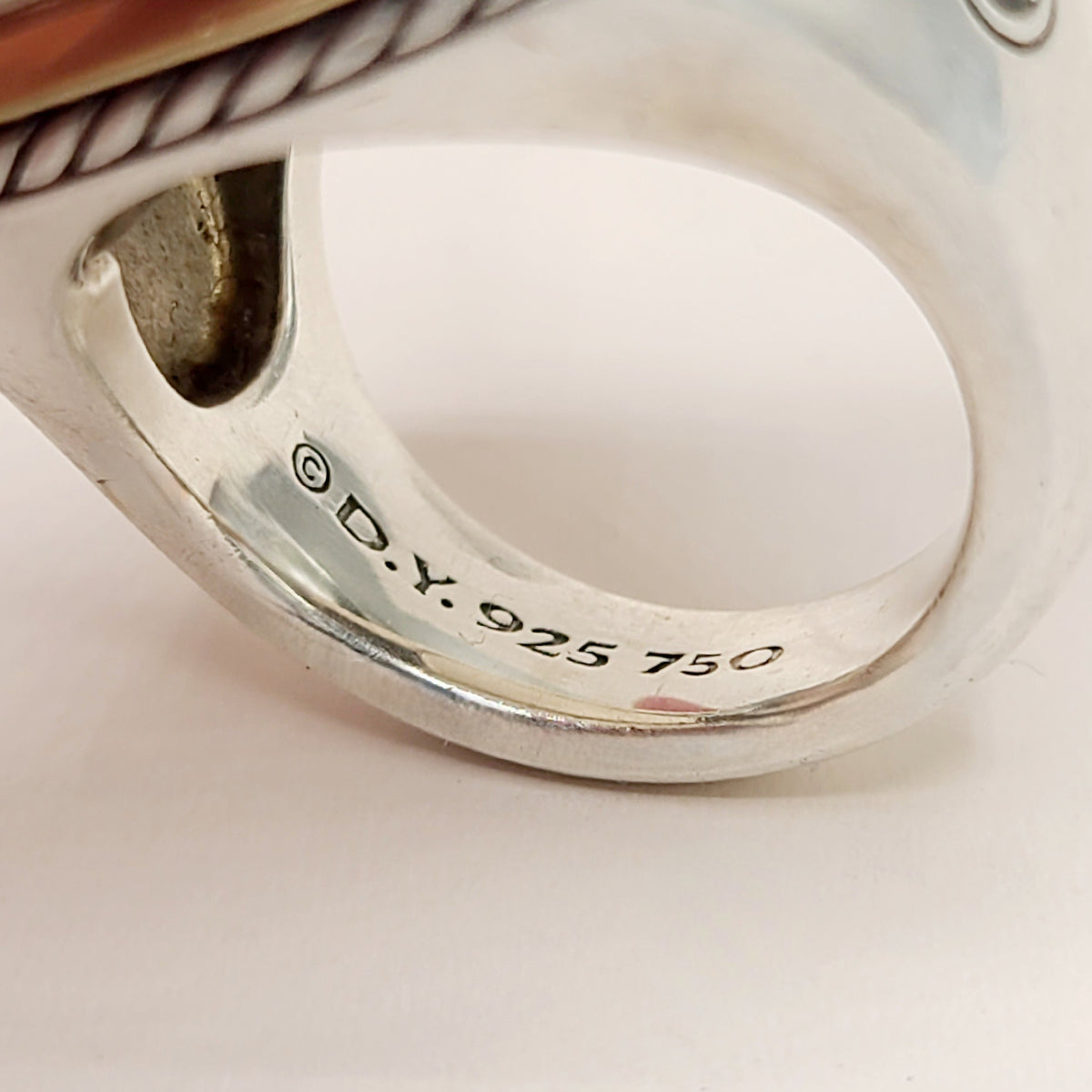 Hallmark David Yurman Albion Turquoise Statement Ring Sterling Silver 18K Gold 18mm Size 7.5