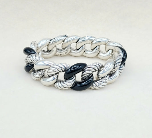 David Yurman Belmont Curb Link Bracelet With Black Onyx