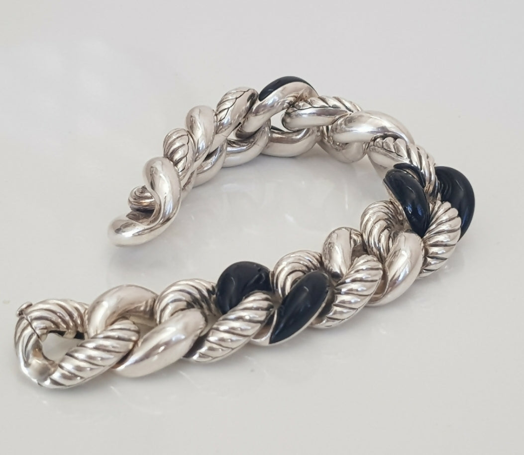 David Yurman Belmont Curb Link Bracelet With Black Onyx