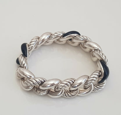 David Yurman Belmont Curb Link Bracelet With Black Onyx