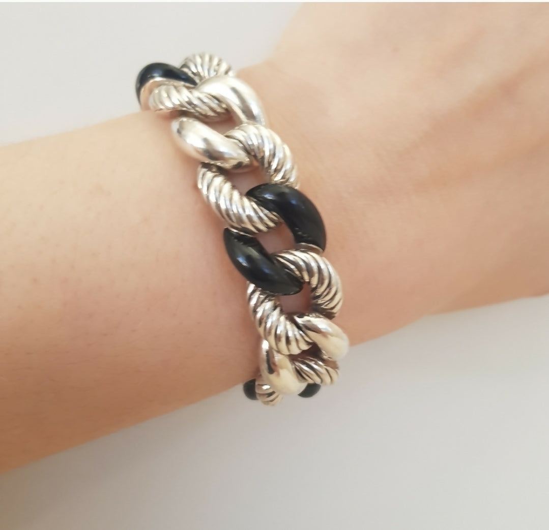 David Yurman Belmont Curb Link Bracelet With Black Onyx
