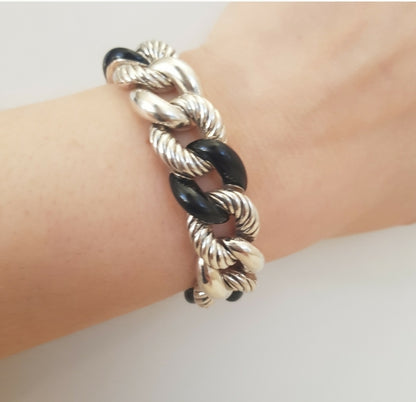 David Yurman Belmont Curb Link Bracelet With Black Onyx