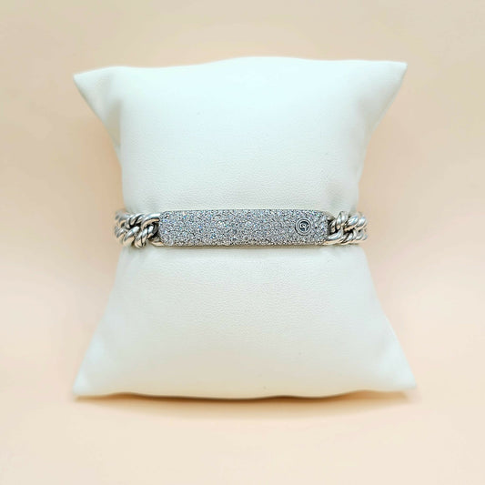 David Yurman Belmont Curb Link Pavé ID Bracelet With Diamonds , 8mm