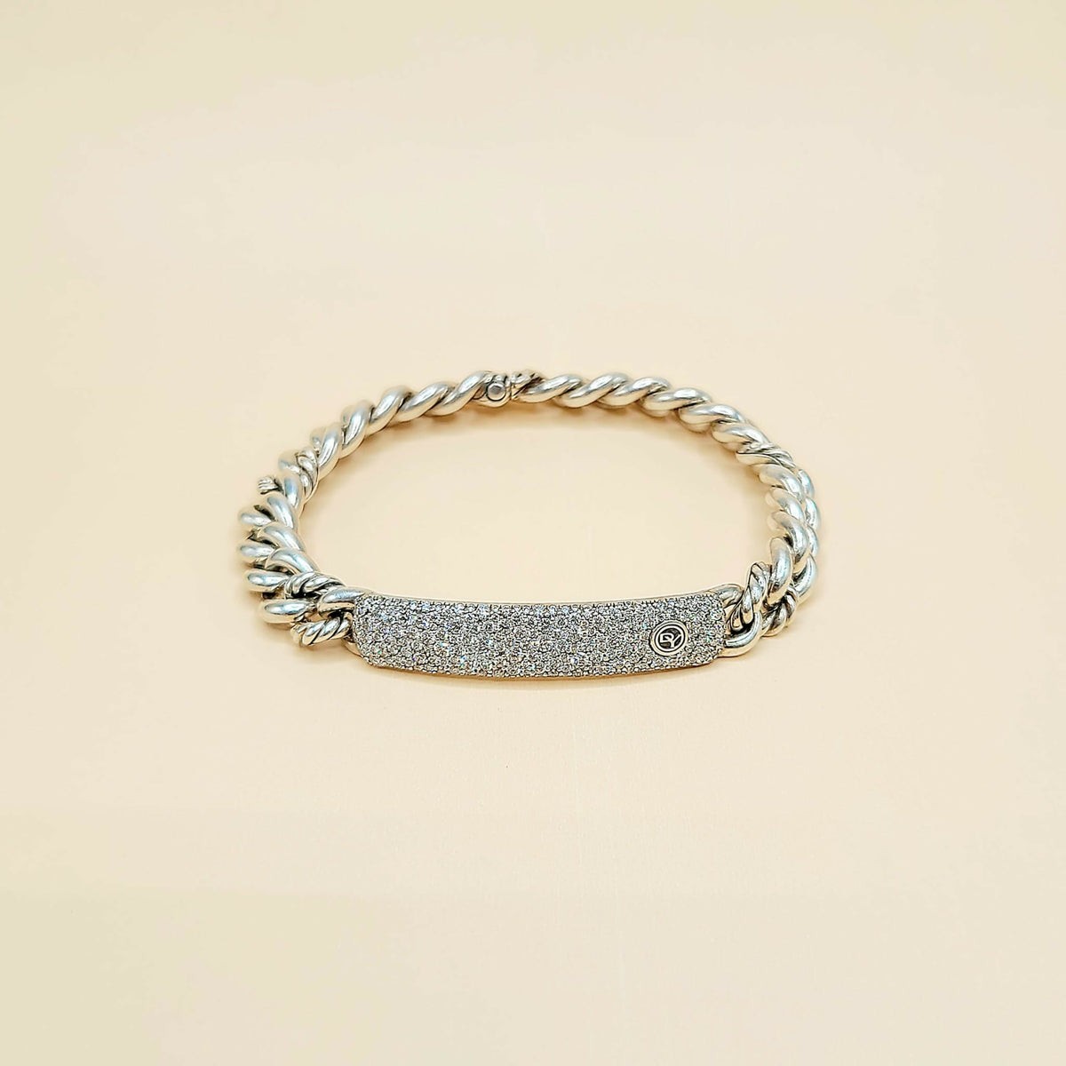 David Yurman Belmont Curb Link Pavé ID Bracelet With Diamonds , 8mm