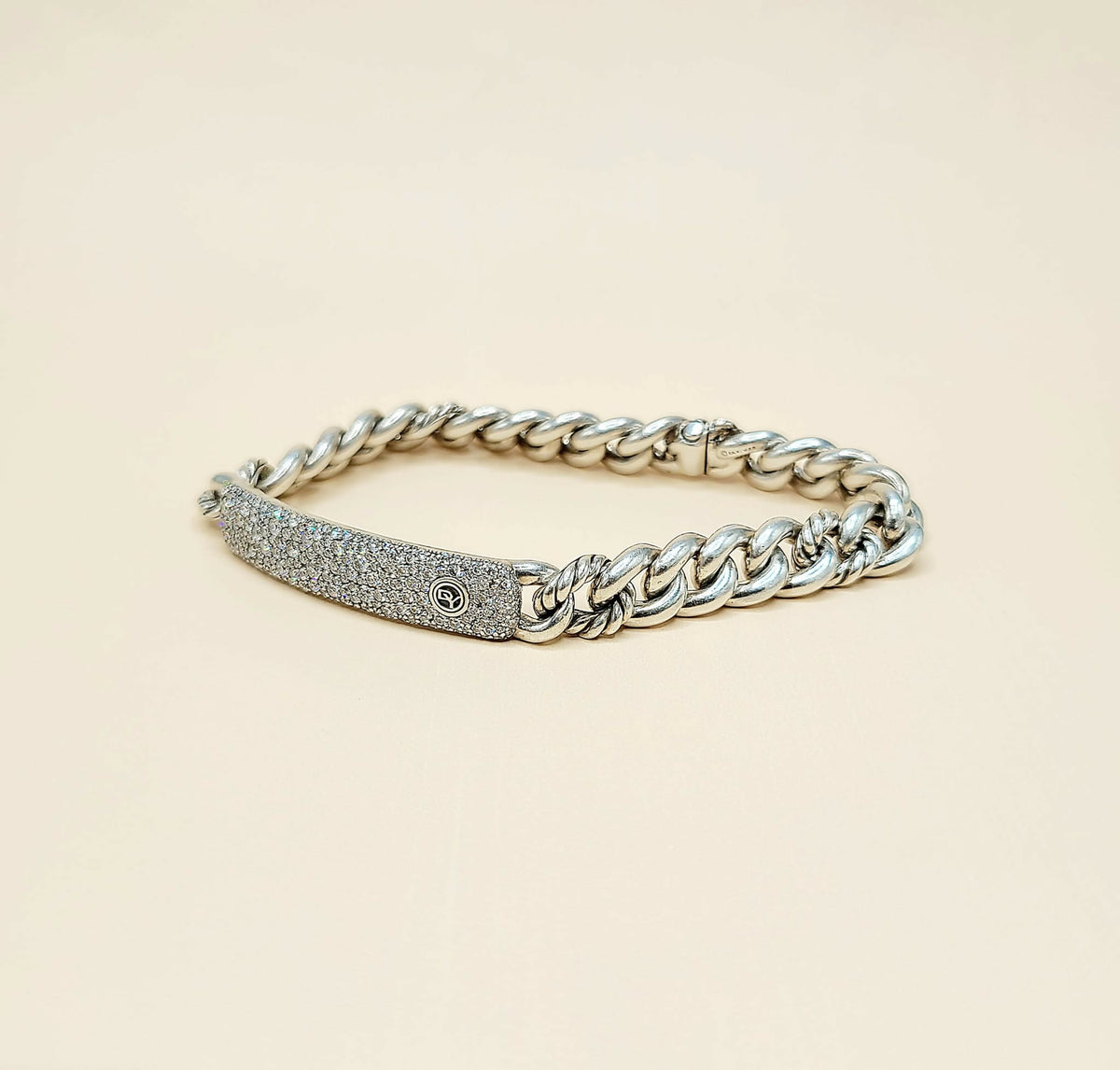 David Yurman Belmont Curb Link Pavé ID Bracelet With Diamonds , 8mm