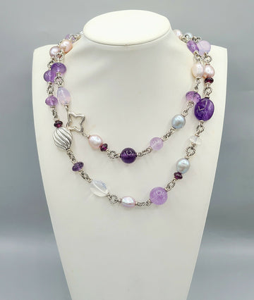  David Yurman Bijoux Pearl Amethyst Multi-Gemstone Station Necklace