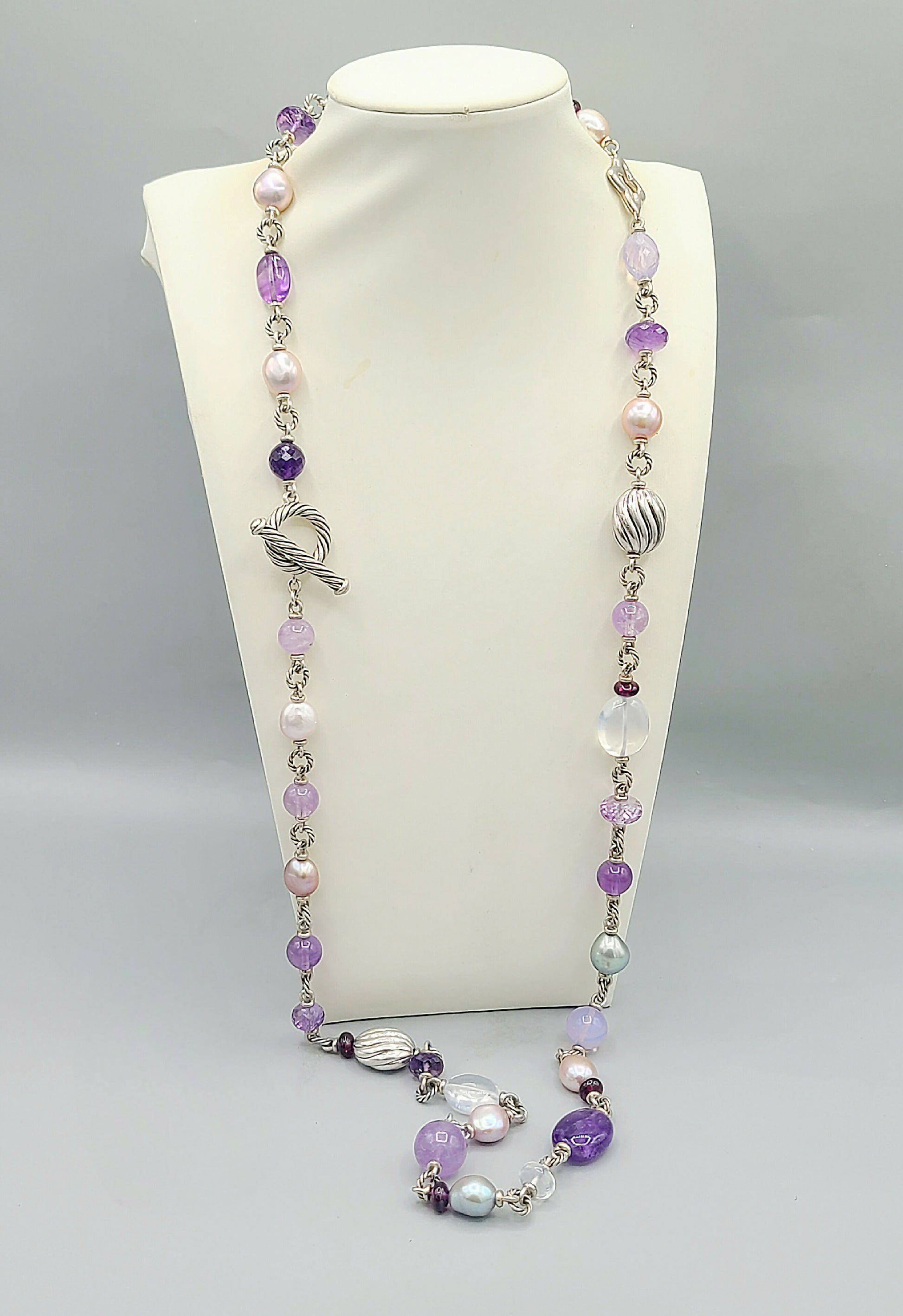    David Yurman Bijoux Pearl Amethyst Multi-Gemstone Station Necklace