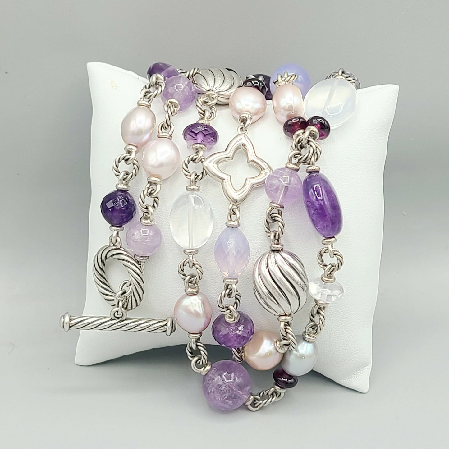    David Yurman Bijoux Pearl Amethyst Multi-Gemstone Station Necklace