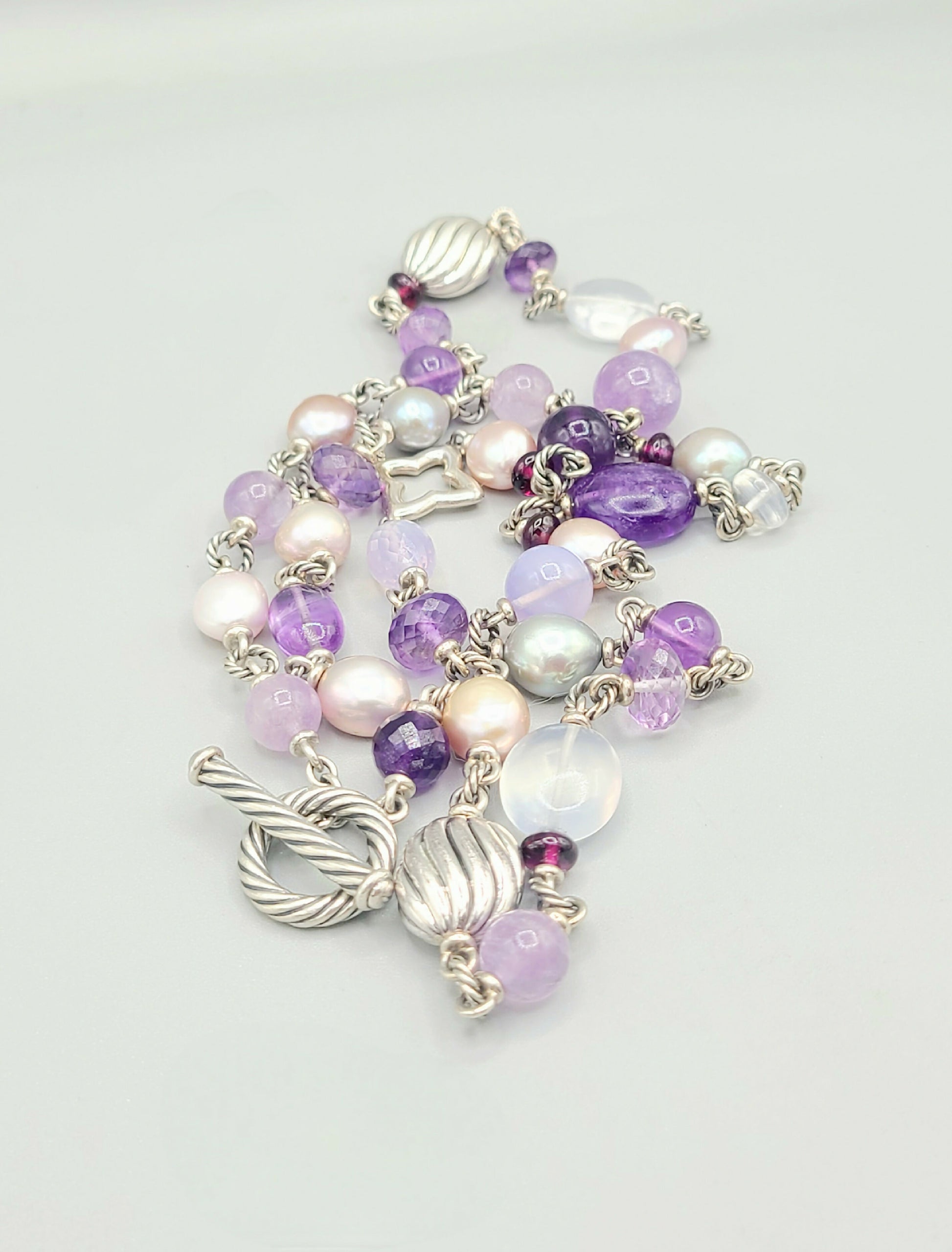    David Yurman Bijoux Pearl Amethyst Multi-Gemstone Station Necklace