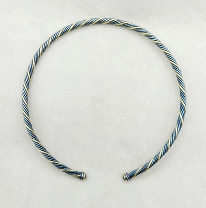 David Yurman Black And Gold Cable Collar Necklace