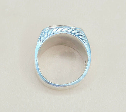 David Yurman Signet Black Diamond Ring Silver | Certified Pre-Owned  AYW Luxury #
