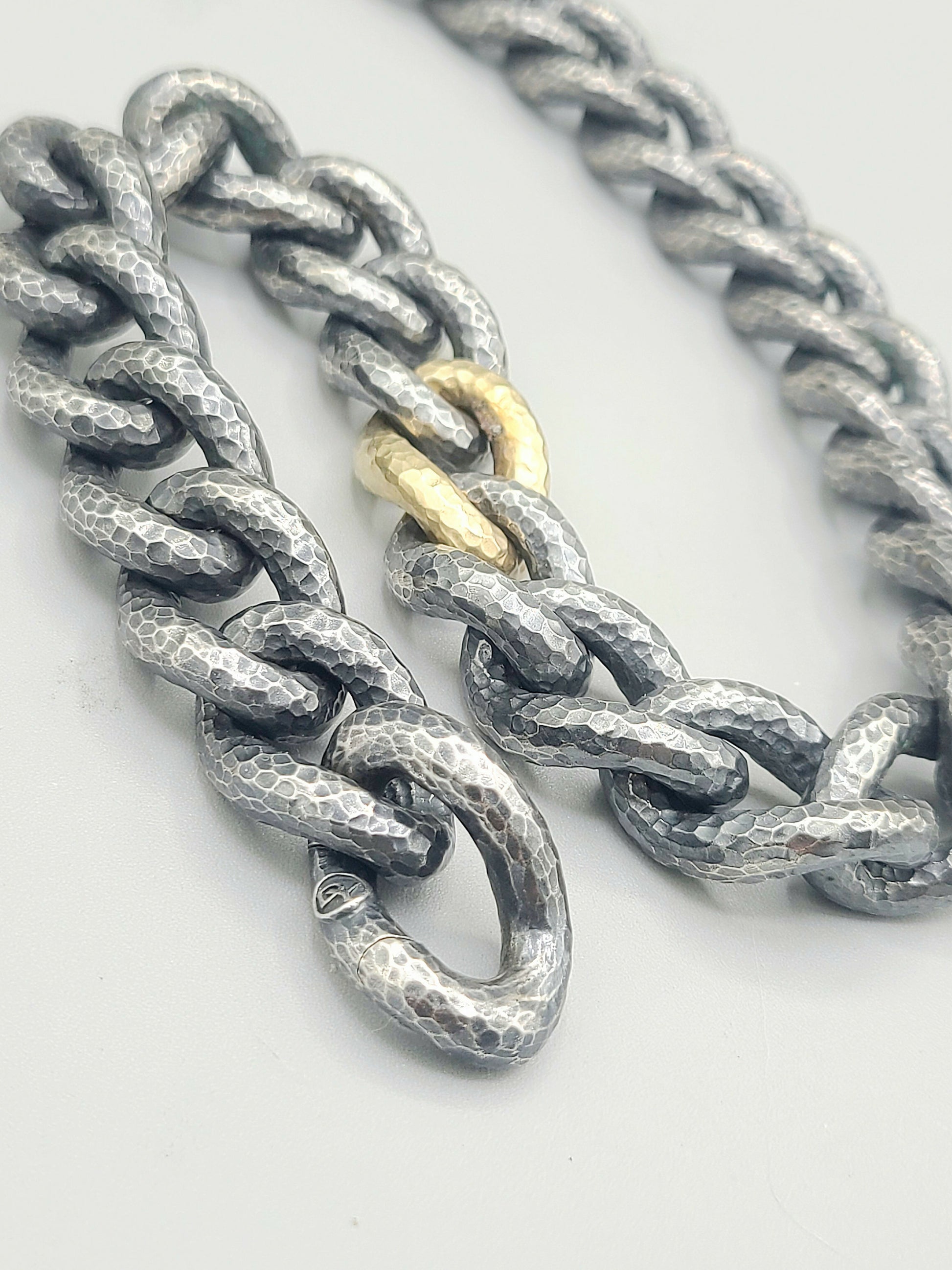 David Yurman Black Gold Hammered Curb Link Necklace  AYW Luxury
