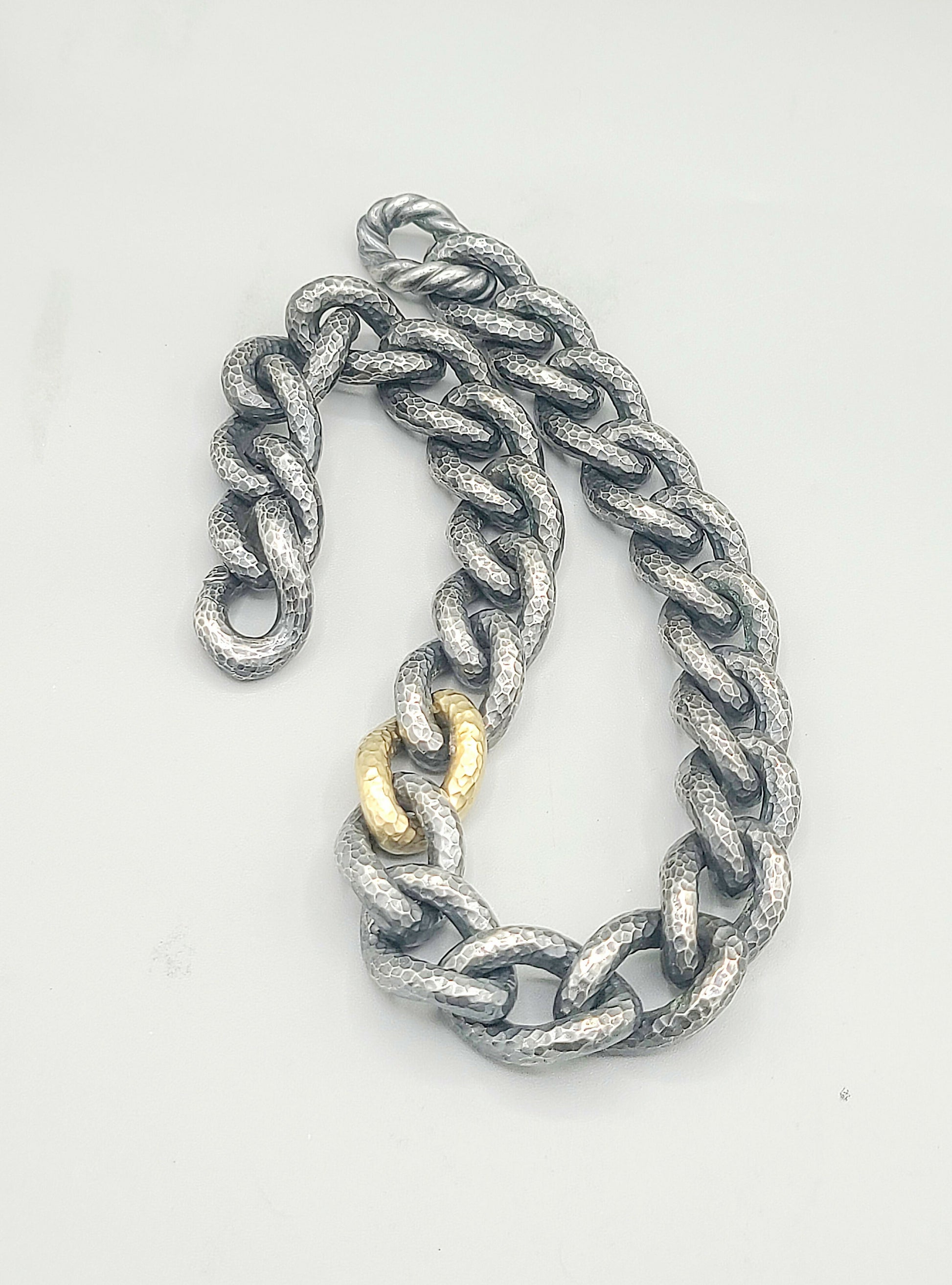 David Yurman Black Gold Hammered Curb Link Necklace  AYW Luxury