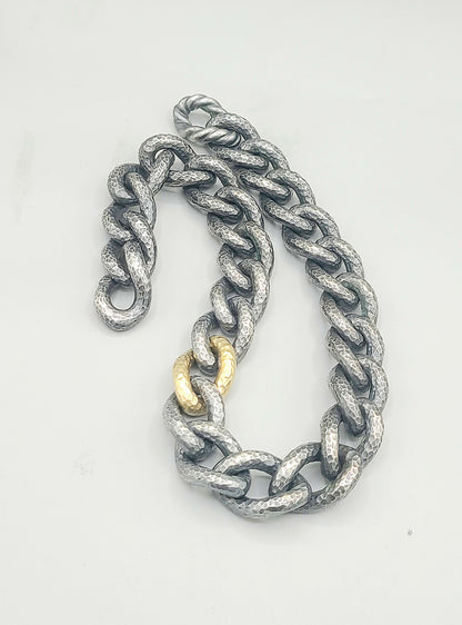 David Yurman Black Gold Hammered Curb Link Necklace  AYW Luxury