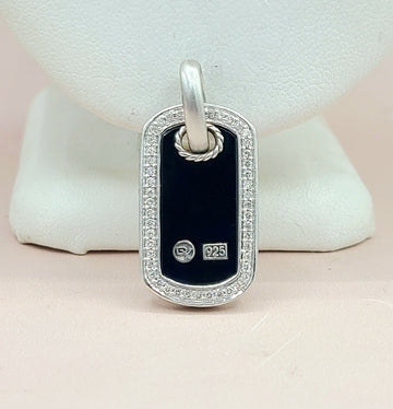 David Yurman Black Onyx Diamond Dog-Tag-Pendant