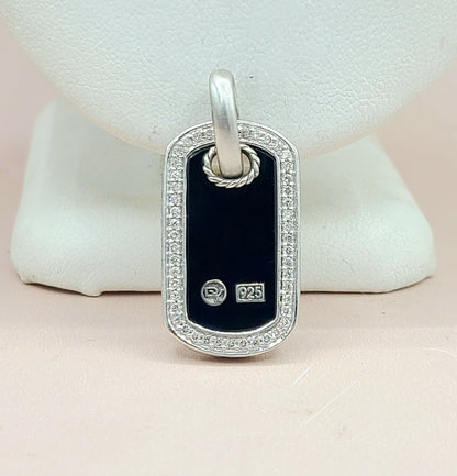  David Yurman Black Onyx Diamond Dog-Tag-Pendant
