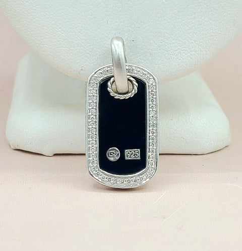  David Yurman Black Onyx Diamond Dog-Tag-Pendant