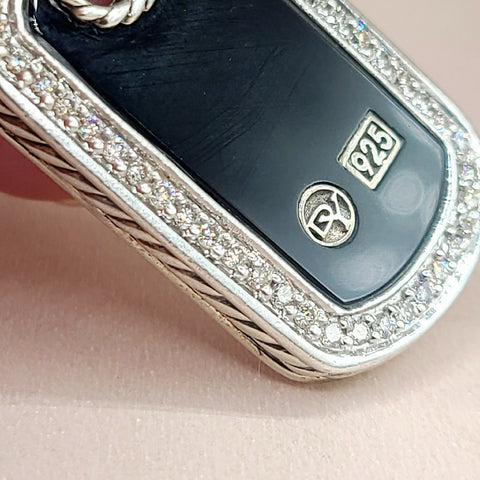 David Yurman Black Onyx Diamond Dog-Tag-Pendant