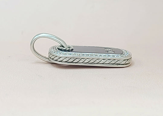  David Yurman Black Onyx Diamond Dog-Tag-Pendant