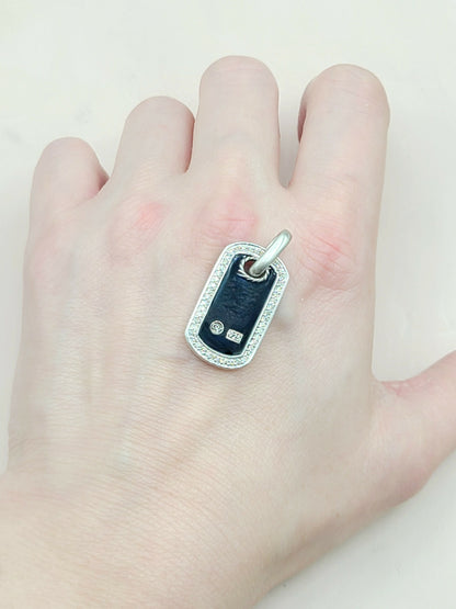  David Yurman Black Onyx Diamond Dog-Tag-Pendant