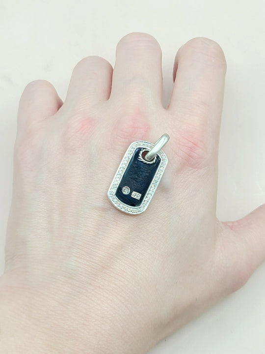  David Yurman Black Onyx Diamond Dog-Tag-Pendant