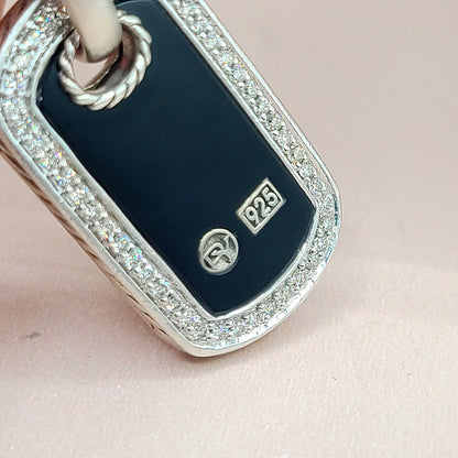  David Yurman Black Onyx Diamond Dog-Tag-Pendant