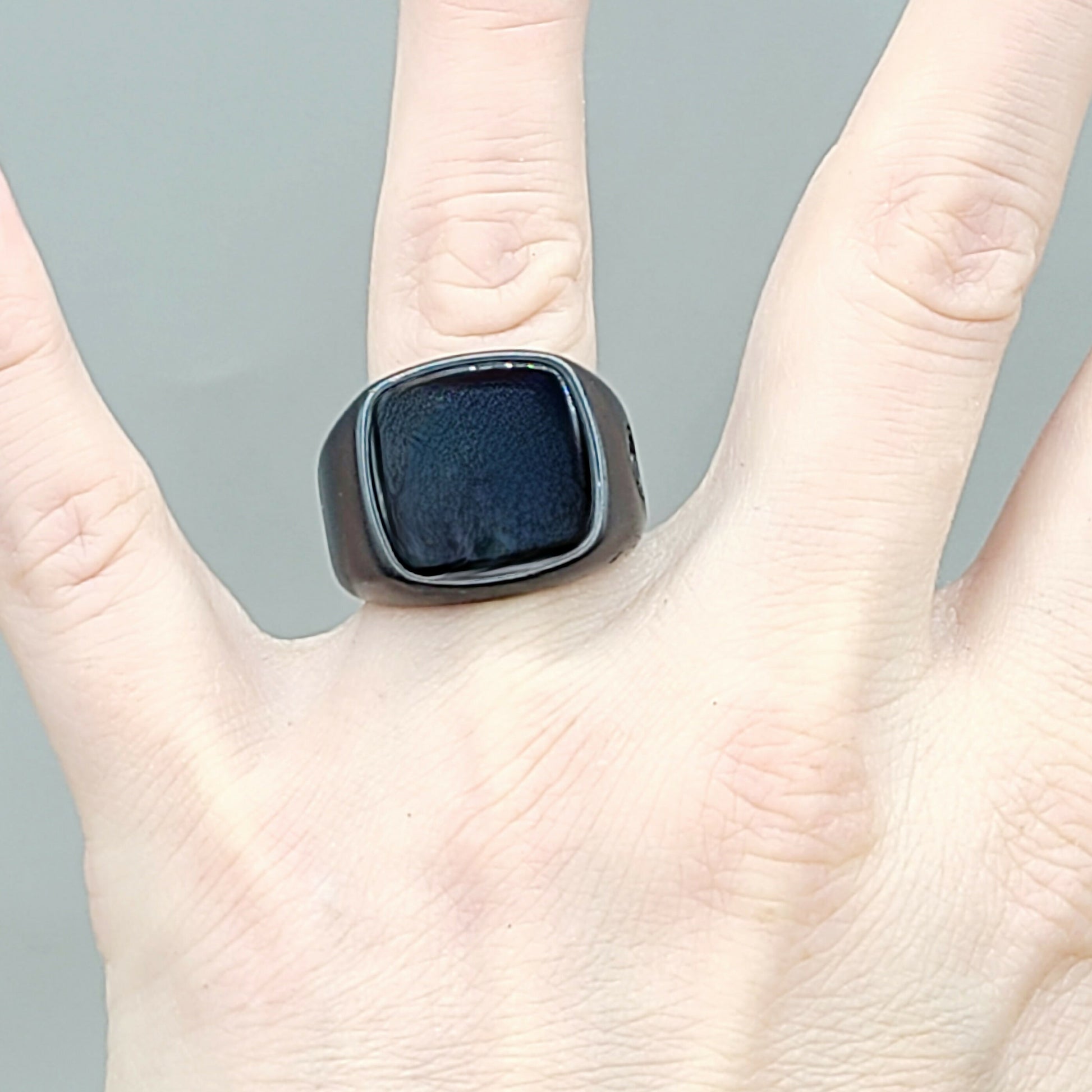 David Yurman Titanium Signet Ring Black Onyx | Certified Pre-Owned  AYW Luxury #